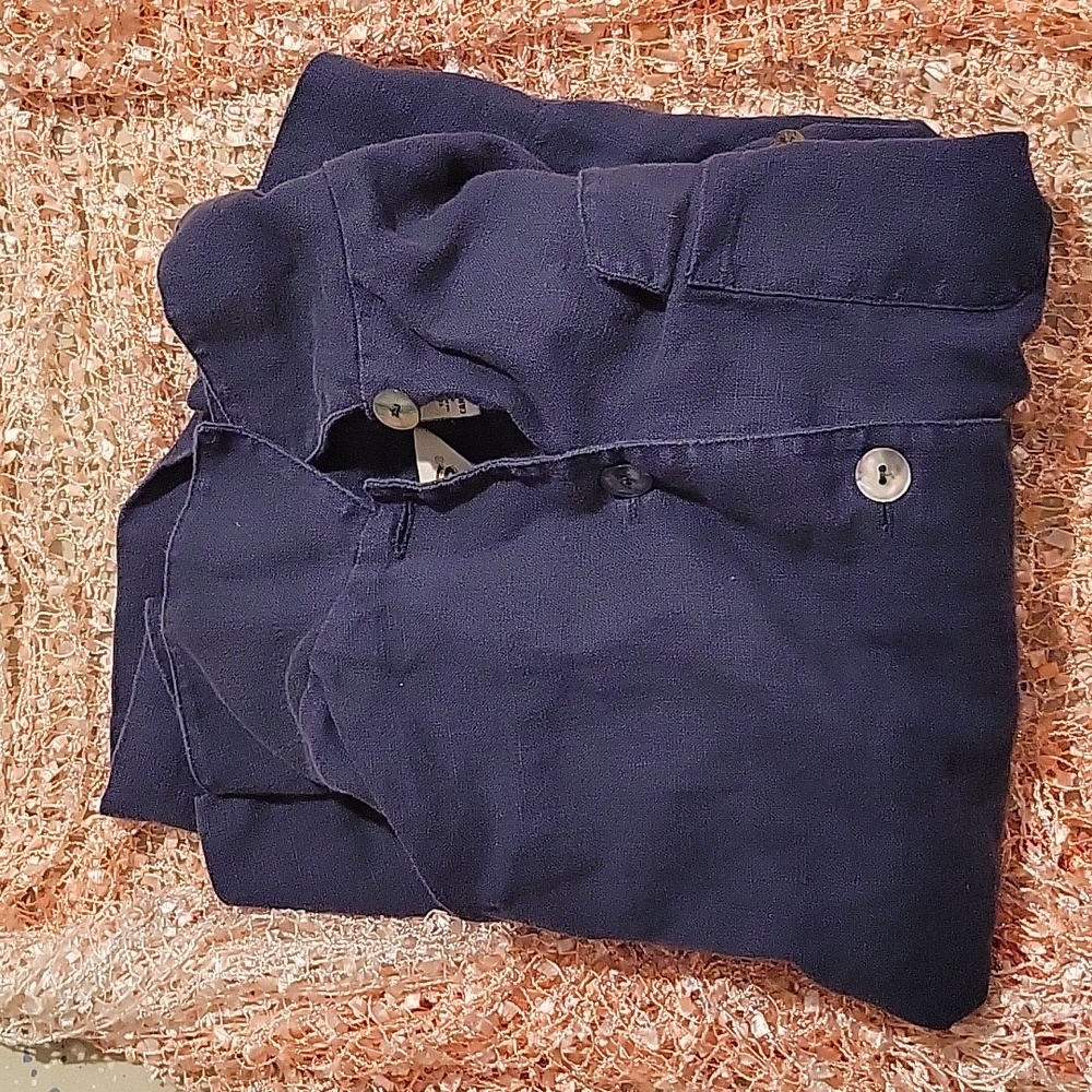 Orvis Linen shirt, S, navy blue